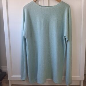 Bianco & Blu Aqua Blue Cashmere Blend Dolman Sleeve Lightweight Sweater -- Italy